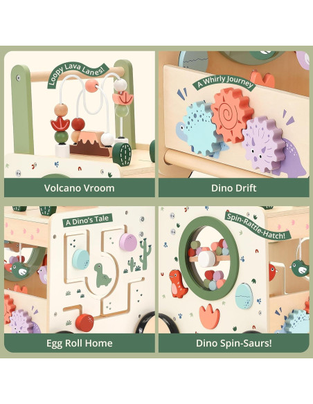 Andador de Bebé Dinosaurio KizKnows 6 en 1 con Freno y Clasificador