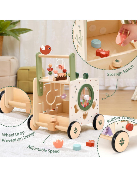 Andador de Bebé Dinosaurio KizKnows 6 en 1 con Freno y Clasificador