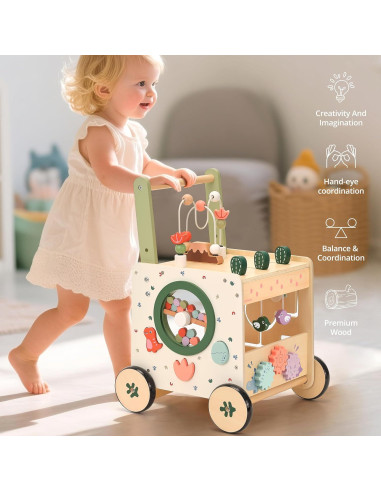 Andador de Bebé Dinosaurio KizKnows 6 en 1 con Freno y Clasificador