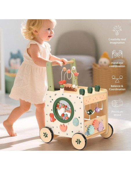 Andador de Bebé Dinosaurio KizKnows 6 en 1 con Freno y Clasificador