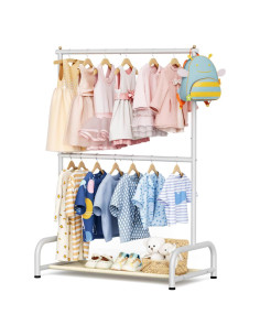 Perchero de Ropa Infantil PLHG Doble Barra Blanco 32.7 kg