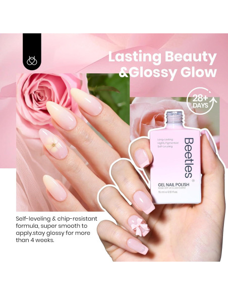 Esmalte de Uñas Gel Rosa Nude Beetles 15ml Libre de HEMA