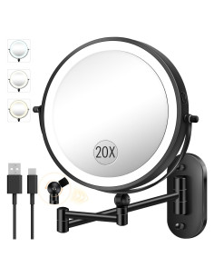 Espejo de Maquillaje Montado en Pared vpu 9" con Luz LED 20X/1X