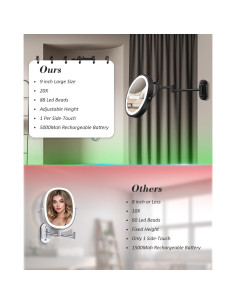 Espejo de Maquillaje Montado en Pared vpu 9" con Luz LED 20X/1X 2