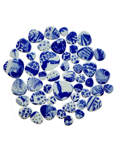 Azulejos de Cerámica Ricytnig Ovalados Azul y Blanco 0.45kg