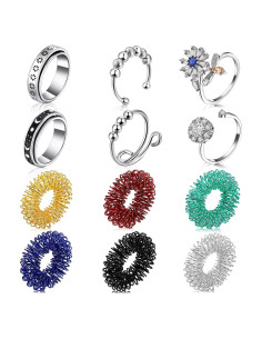 MTLEE 12 Anillos Antiestrés Giratorios y Sensoriales Unisex