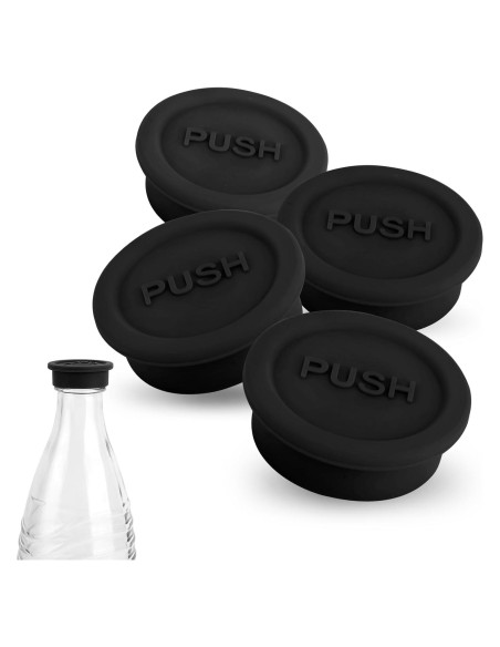 4 Tapas de Botellas de Silicona Reutilizables Gosknor - Negro