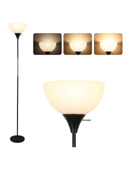 Lámpara de Pie Regulable LALISU LED 3 Niveles Brillo Negro