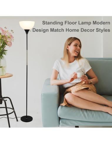 Lámpara de Pie Regulable LALISU LED 3 Niveles Brillo Negro