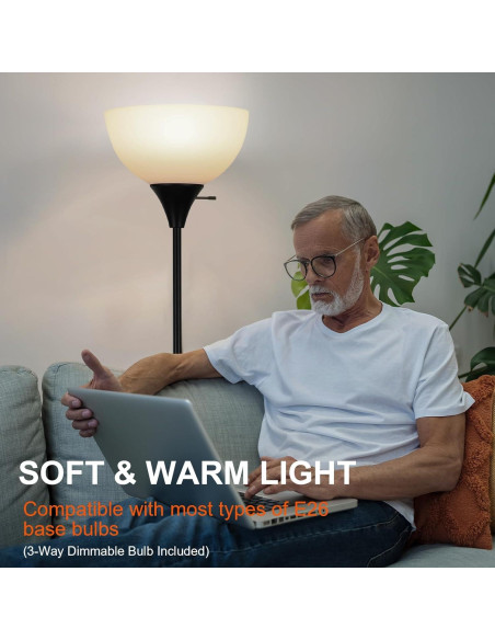 Lámpara de Pie Regulable LALISU LED 3 Niveles Brillo Negro