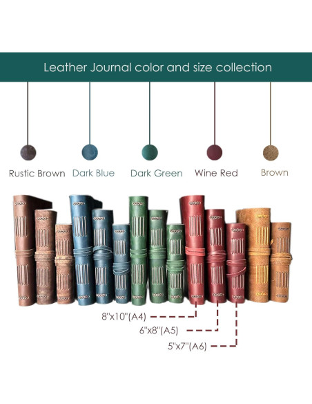 Diario de Cuero Marrón CooLeathor 5x7 Páginas Lisas 240