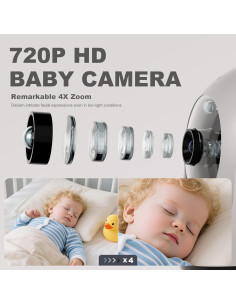 Monitor de Bebé Kidsneed SM530 con Cámara 720P y Audio 2