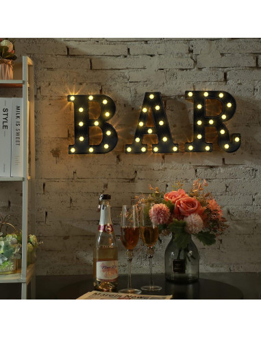 Mudder 3 Piezas Luz LED Letras BAR para Decoración de Bar