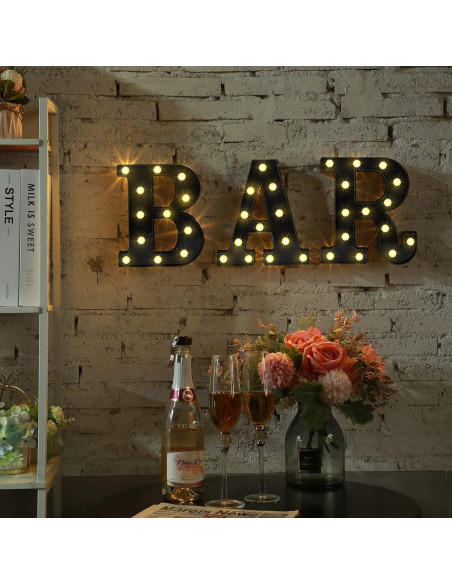 Mudder 3 Piezas Luz LED Letras BAR para Decoración de Bar