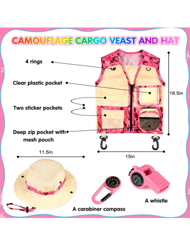 Kit de Exploración INNOCHEER para Niños 3-12 Años Camuflaje Rosa