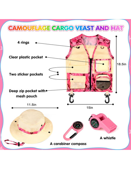 Kit de Exploración INNOCHEER para Niños 3-12 Años Camuflaje Rosa