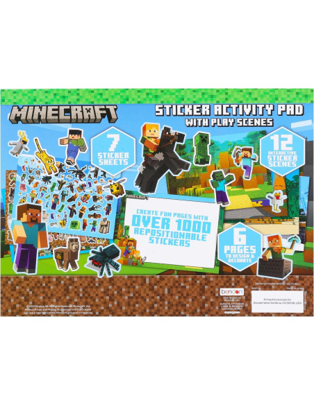 Caja de Stickers Gigante Minecraft - Más de 1000 Stickers Reutilizables