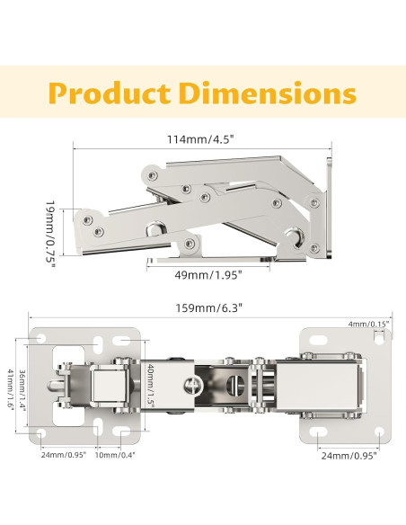 Paquete de 2 bisagras de gabinete Chibery 170 cierre suave