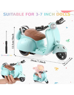 Mini Scooter Eléctrico para Muñecas Simgoing Azul 19x12.5cm 2