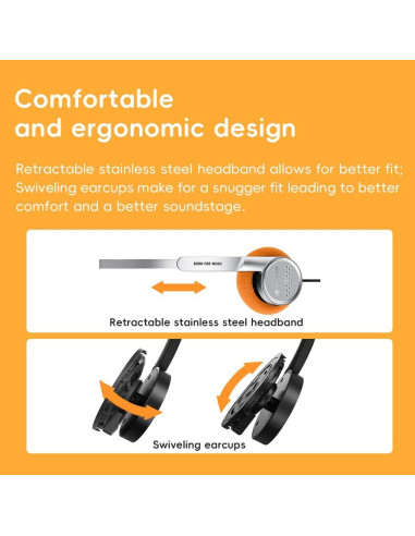 Auriculares On-Ear FiiO Wind 40mm HiFi con Micrófono Negro