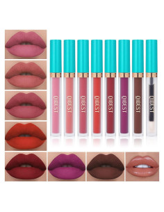 Set de 7 Pintalabios Líquido Mate QiBest + 1 Gloss Voluminizador