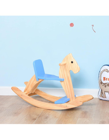 Caballo Balancín de Madera KRAND Azul para Niños 2-5 Años