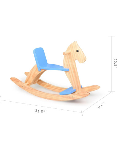 Caballo Balancín de Madera KRAND Azul para Niños 2-5 Años