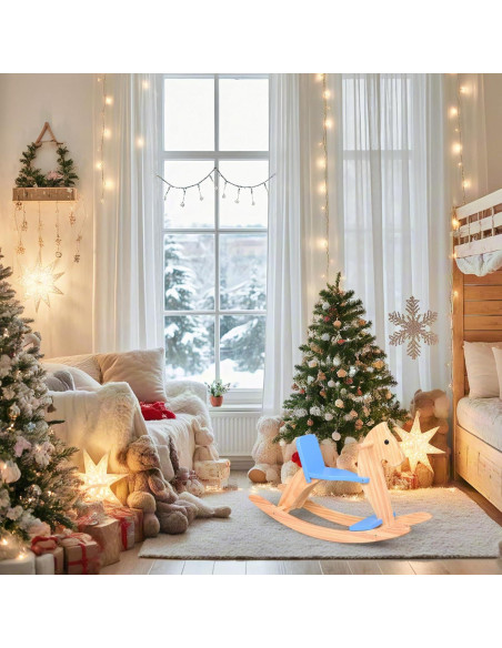 Caballo Balancín de Madera KRAND Azul para Niños 2-5 Años