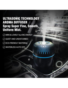 Difusor de Aroma Unee para Auto 100ml USB Humidificador Negro 2