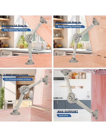 Bisagra de Soporte de Tapa XBLWIN 2 Piezas 18.14kg Plata