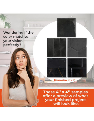 Azulejo Autoadhesivo 3D Smart Tiles Zellige Negro 1x1 cm