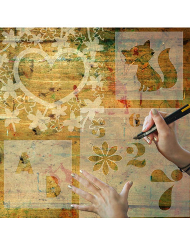 15 Hojas Plantillas Mylar ArtCute 30x30 cm 4 Mil para Corte