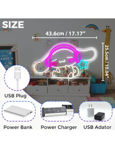 Luz de neón Cinnamoroll LED 25.5x43.5 cm decoración 2