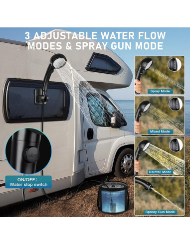 Ducha Portátil Camping Spopal 20L Recargable LED 4 Modos