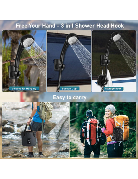 Ducha Portátil Camping Spopal 20L Recargable LED 4 Modos Ducha Portátil Camping Spopal 20L Recargable LED 4 Modos