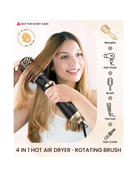 Cepillo Secador de Cabello Rotatorio Mooqlizz 3 en 1 38cm