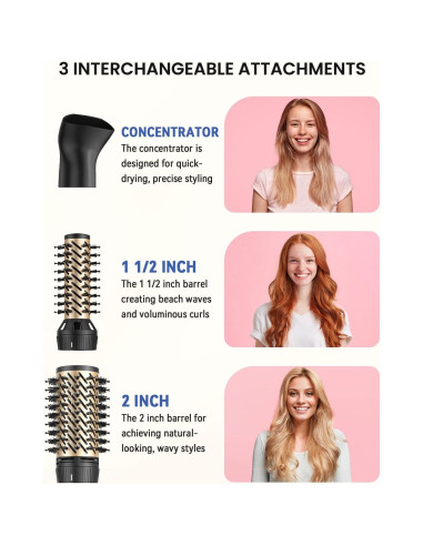 Cepillo Secador de Cabello Rotatorio Mooqlizz 3 en 1 38cm