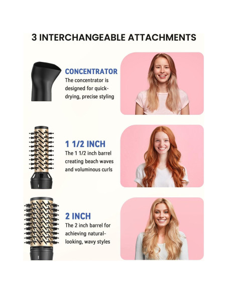 Cepillo Secador de Cabello Rotatorio Mooqlizz 3 en 1 38cm