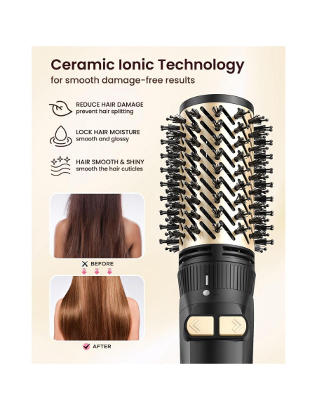 Cepillo Secador de Cabello Rotatorio Mooqlizz 3 en 1 38cm