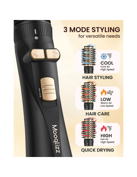 Cepillo Secador de Cabello Rotatorio Mooqlizz 3 en 1 38cm