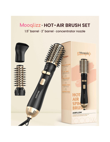Cepillo Secador de Cabello Rotatorio Mooqlizz 3 en 1 38cm