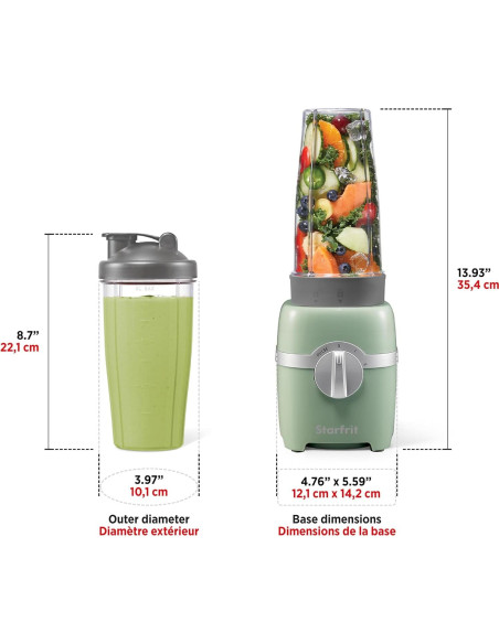 Batidora Personal Starfrit 300W - 2 Tazas 828ml - Salvia