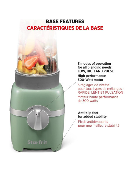 Batidora Personal Starfrit 300W - 2 Tazas 828ml - Salvia