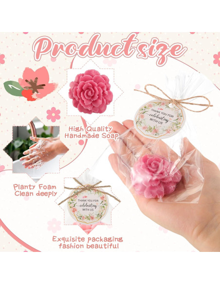 Set de 20 Jabones Miniatura de Flores Demissle - Rosa Oscuro