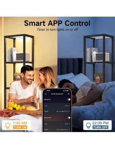 Estante de Exhibición OUTON 170cm con Lámpara LED Regulable Negro