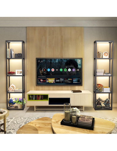 Estante de Exhibición OUTON 170cm con Lámpara LED Regulable Negro