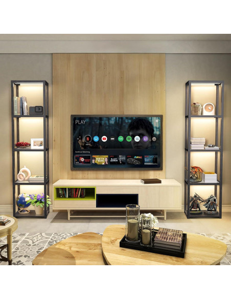 Estante de Exhibición OUTON 170cm con Lámpara LED Regulable Negro