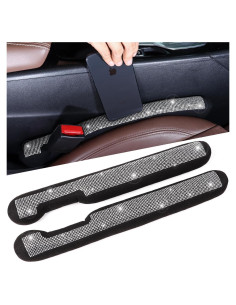 Relleno Espacio Asientos Coche Briwill 2 Piezas Rhinestone Plata