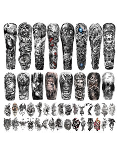 Tatuaje Temporal de Brazo Completo Metuu 58x18cm Impermeable