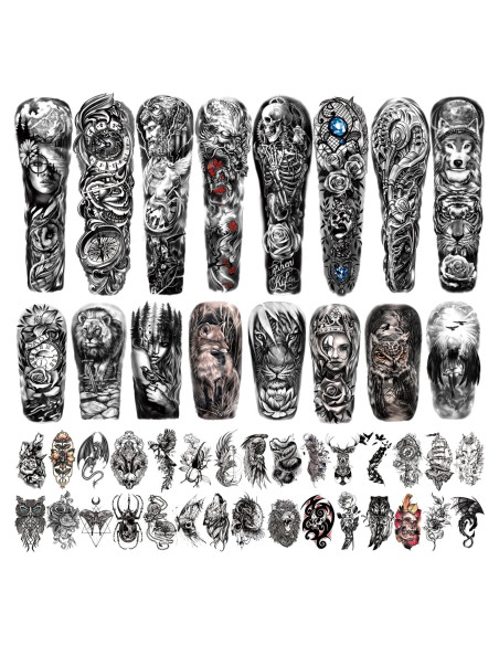Tatuaje Temporal de Brazo Completo Metuu 58x18cm Impermeable